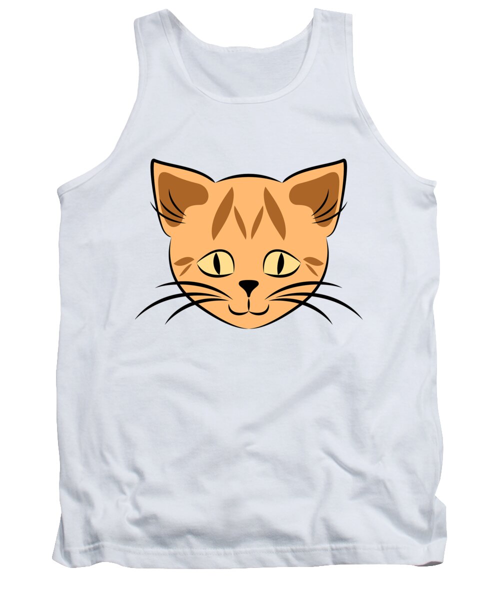 Graphic Cat Tank Top featuring the digital art Cute Orange Tabby Cat Face by MM Anderson