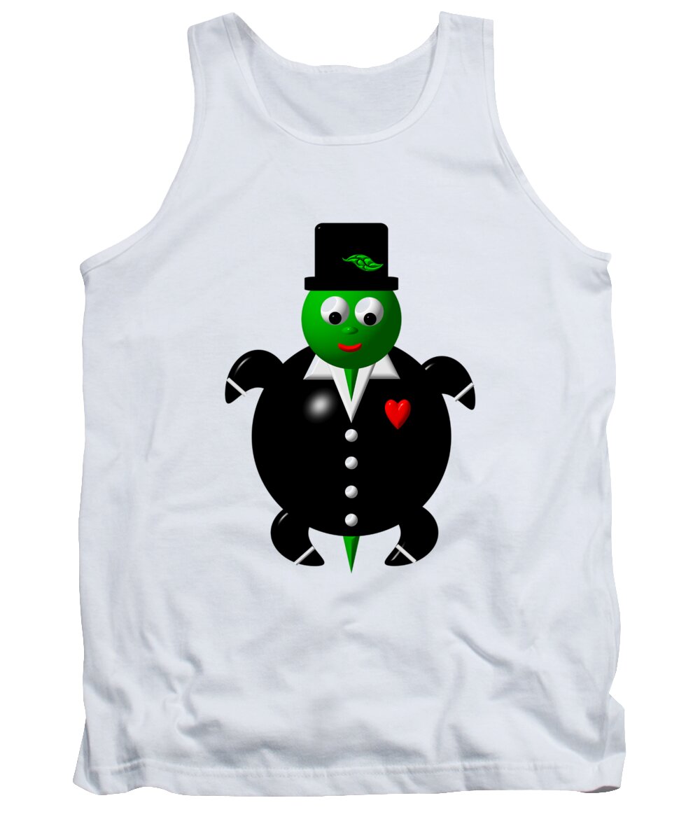 Turtles Tank Top featuring the digital art Cute Turtle in a Tuxedo by Rose Santuci-Sofranko