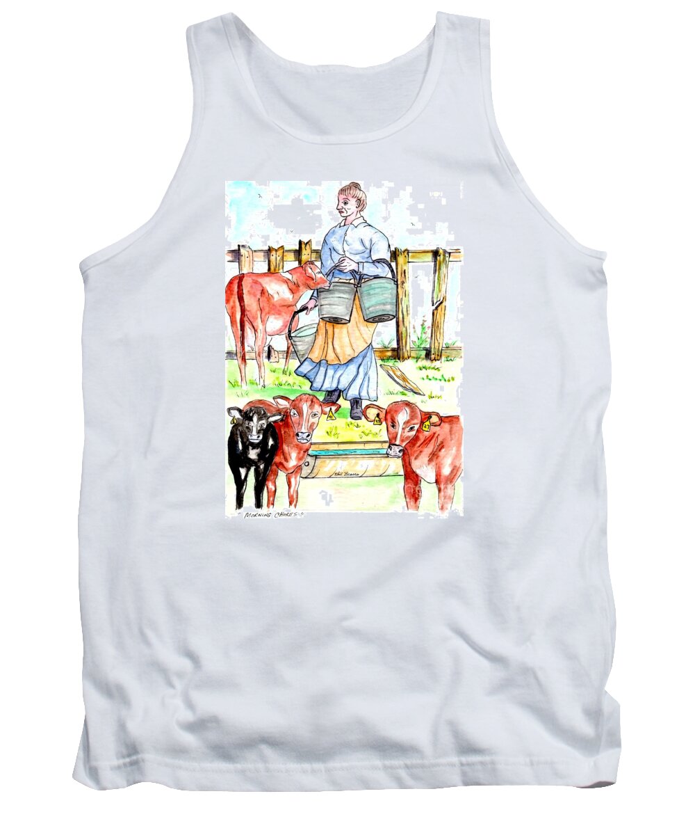 Farm Life Tank Top featuring the mixed media Daily Chores by Philip And Robbie Bracco
