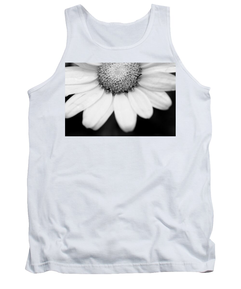 Flower Tank Top featuring the photograph Daisy Smile - Black and White by Angela Rath