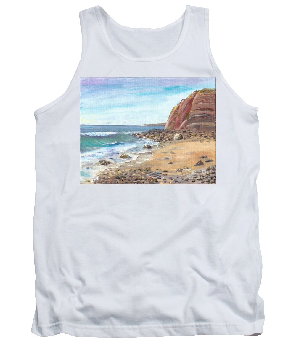 Dana Point Tank Top featuring the painting Dana Point Beach by Mary Scott