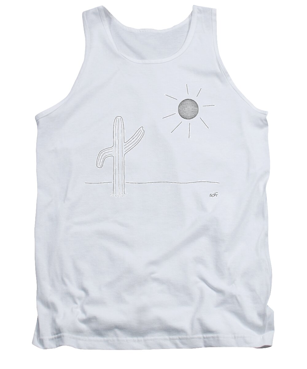 Cactus Tank Top featuring the drawing Dancing Cacti by Seth Fleishman