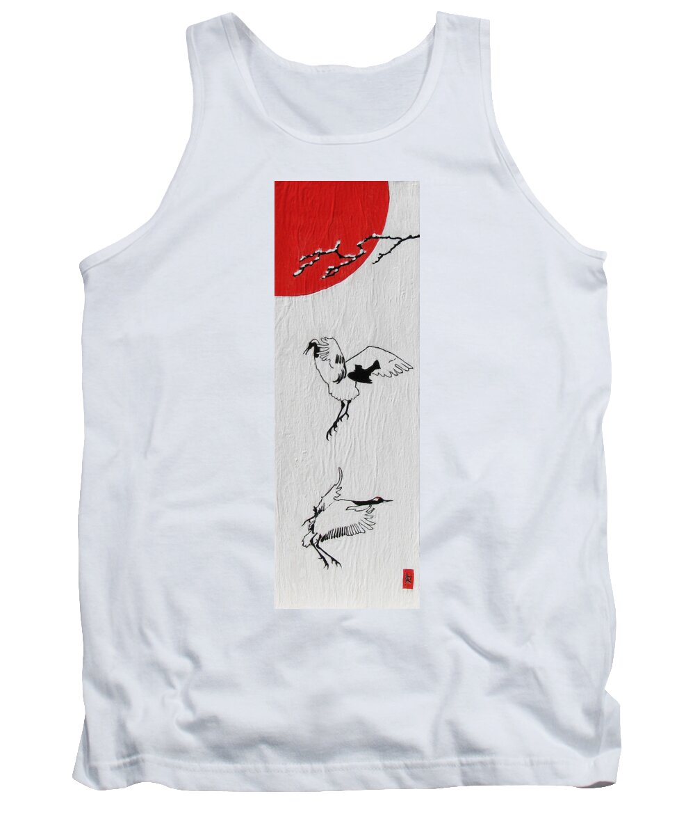 Bird Tank Top featuring the painting Dancing Cranes by Stephanie Grant