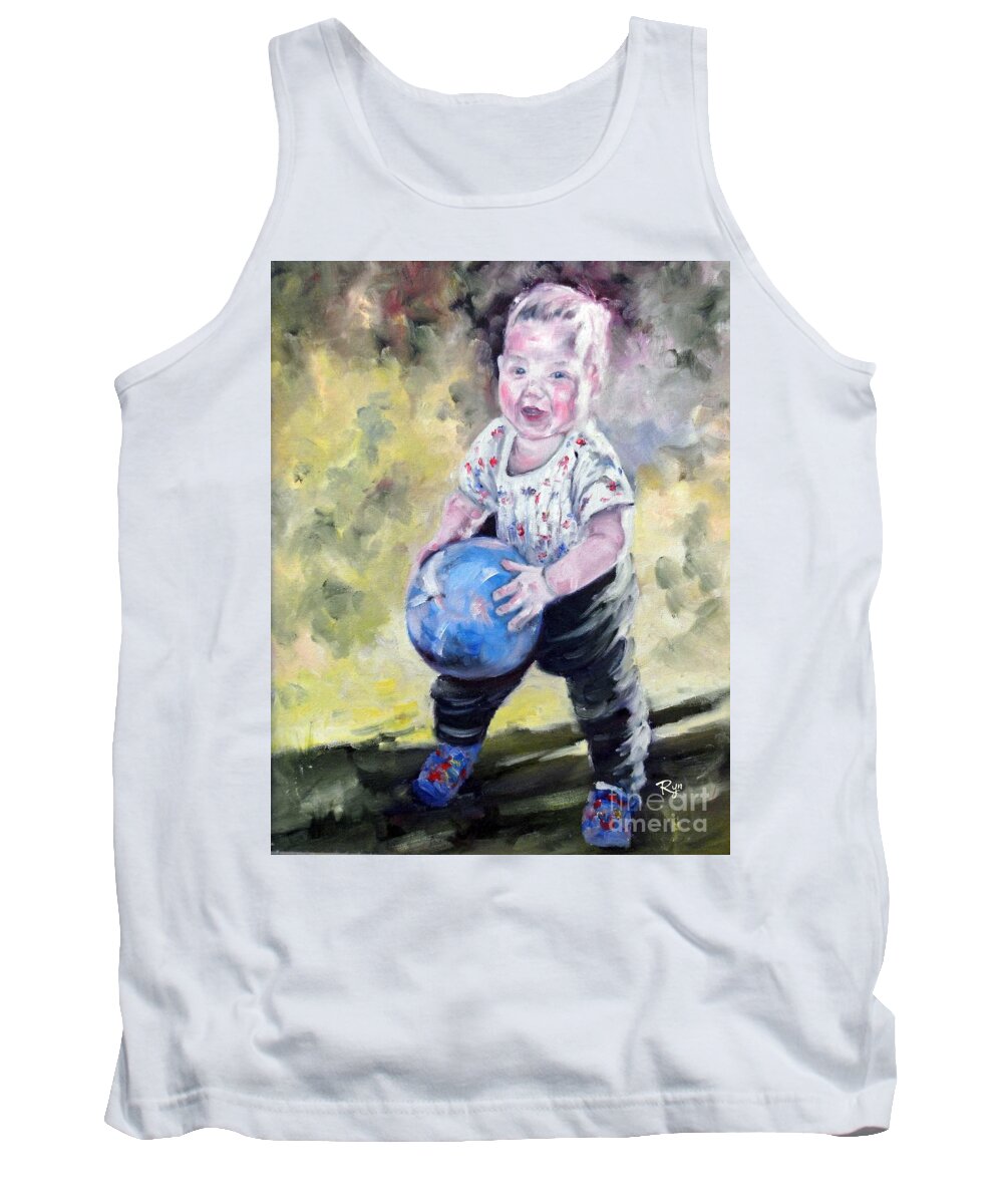 David Tank Top featuring the painting David with his Blue Ball by Ryn Shell
