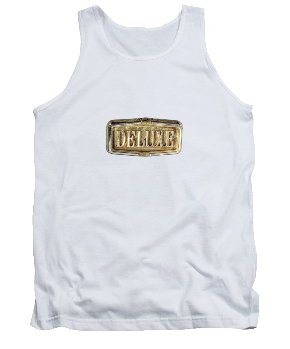 Automotive Tank Top featuring the photograph Deluxe Chrome Emblem by YoPedro