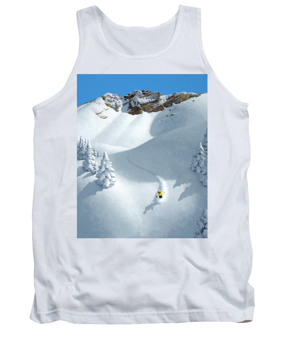 Ski Tank Top featuring the painting Descending the Castle by Chris Miles