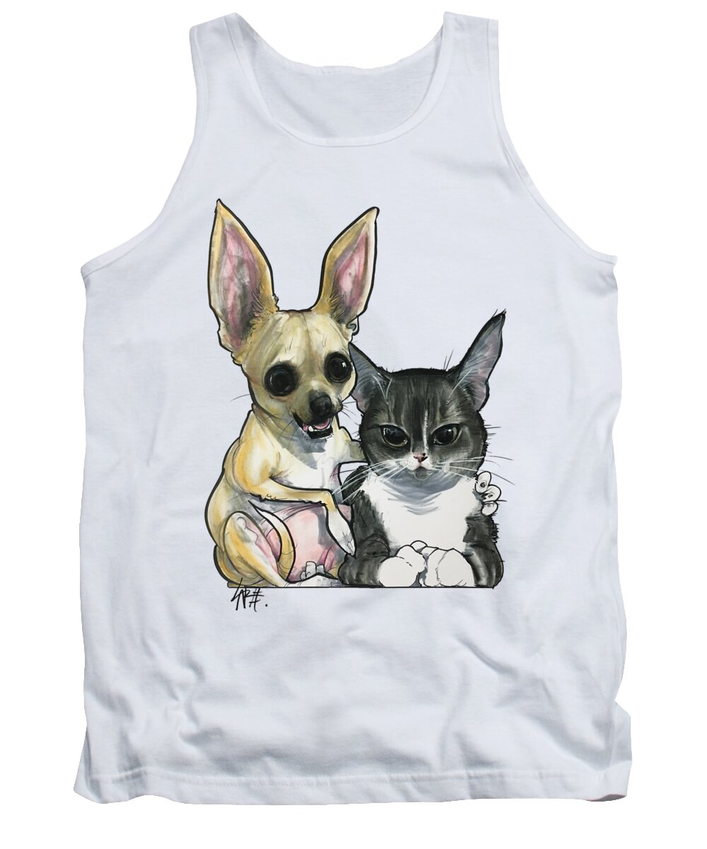 Chihuahua Tank Top featuring the drawing DeZiel 3830 by Canine Caricatures By John LaFree