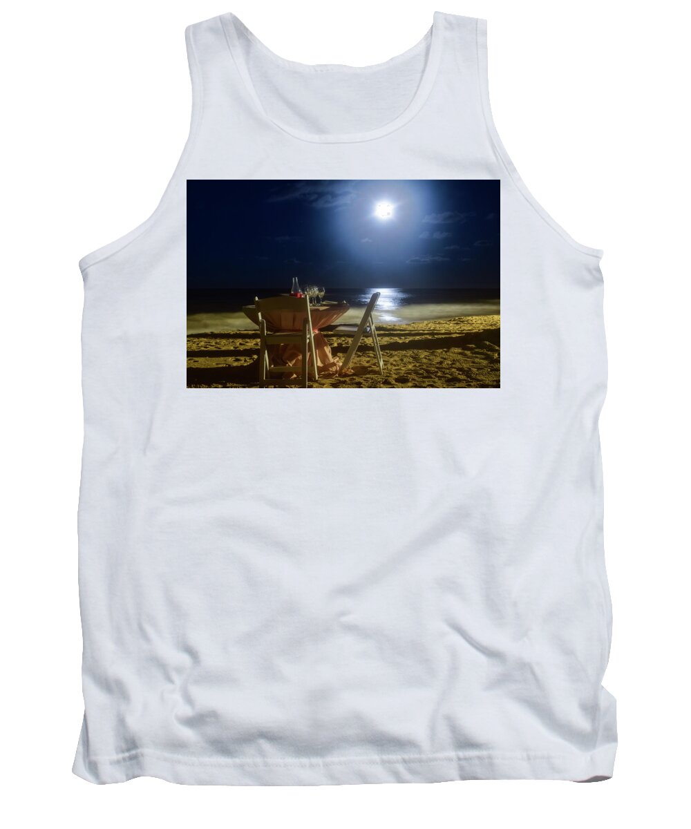 Punta Cana Tank Top featuring the photograph Dinner for Two in the Moonlight by Nicole Lloyd