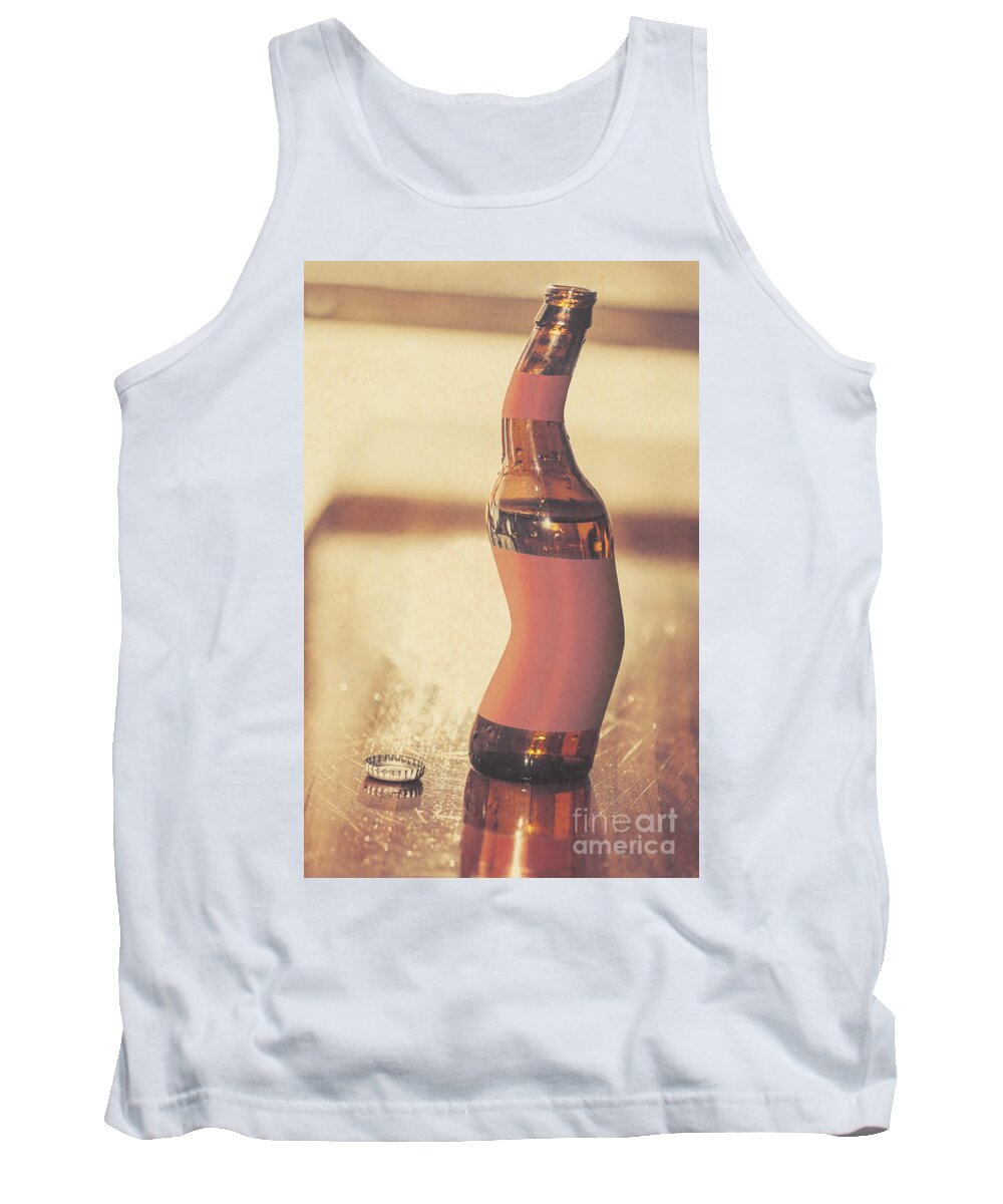 Bottle Tank Top featuring the photograph Distorted beer bottle doing a warped dance by Jorgo Photography