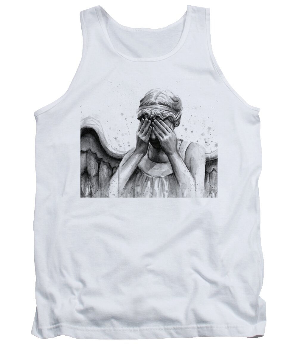 Who Tank Top featuring the painting Doctor Who Weeping Angel Don't Blink by Olga Shvartsur