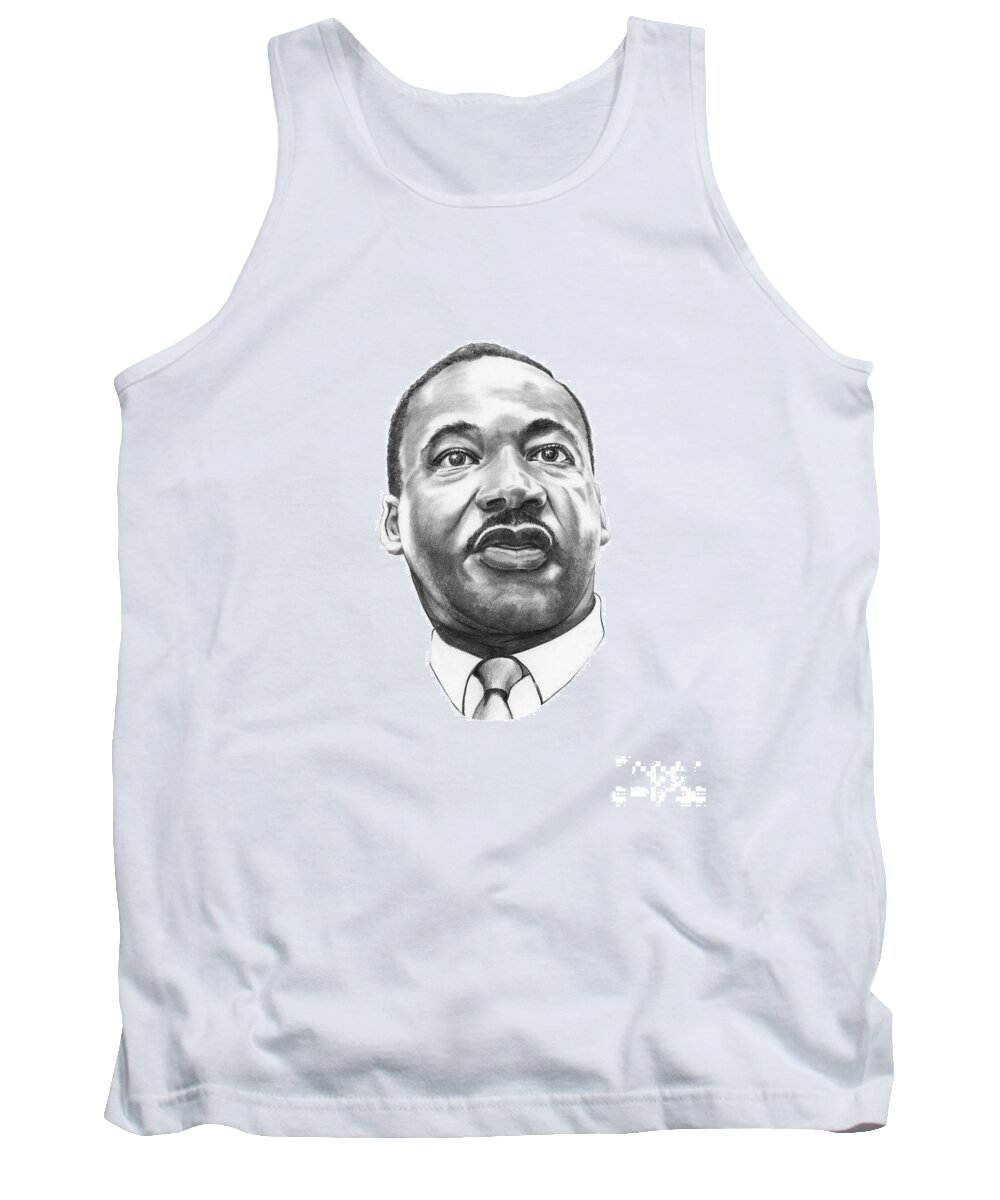 Portrait Tank Top featuring the drawing Dr. Martin Luther King by Murphy Elliott