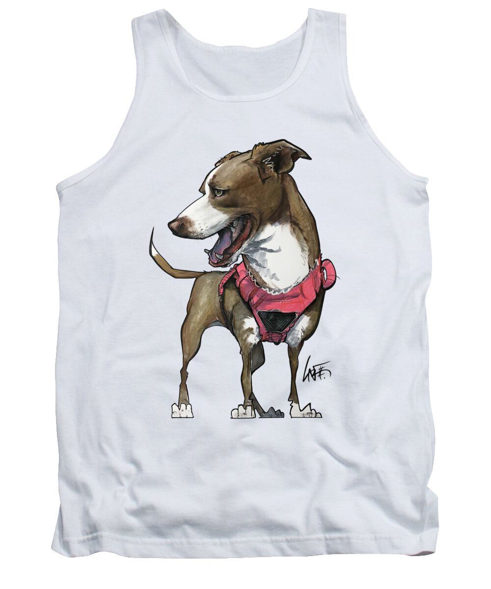 Mutt Tank Top featuring the drawing DuFour 3920 HAZEL by Canine Caricatures By John LaFree