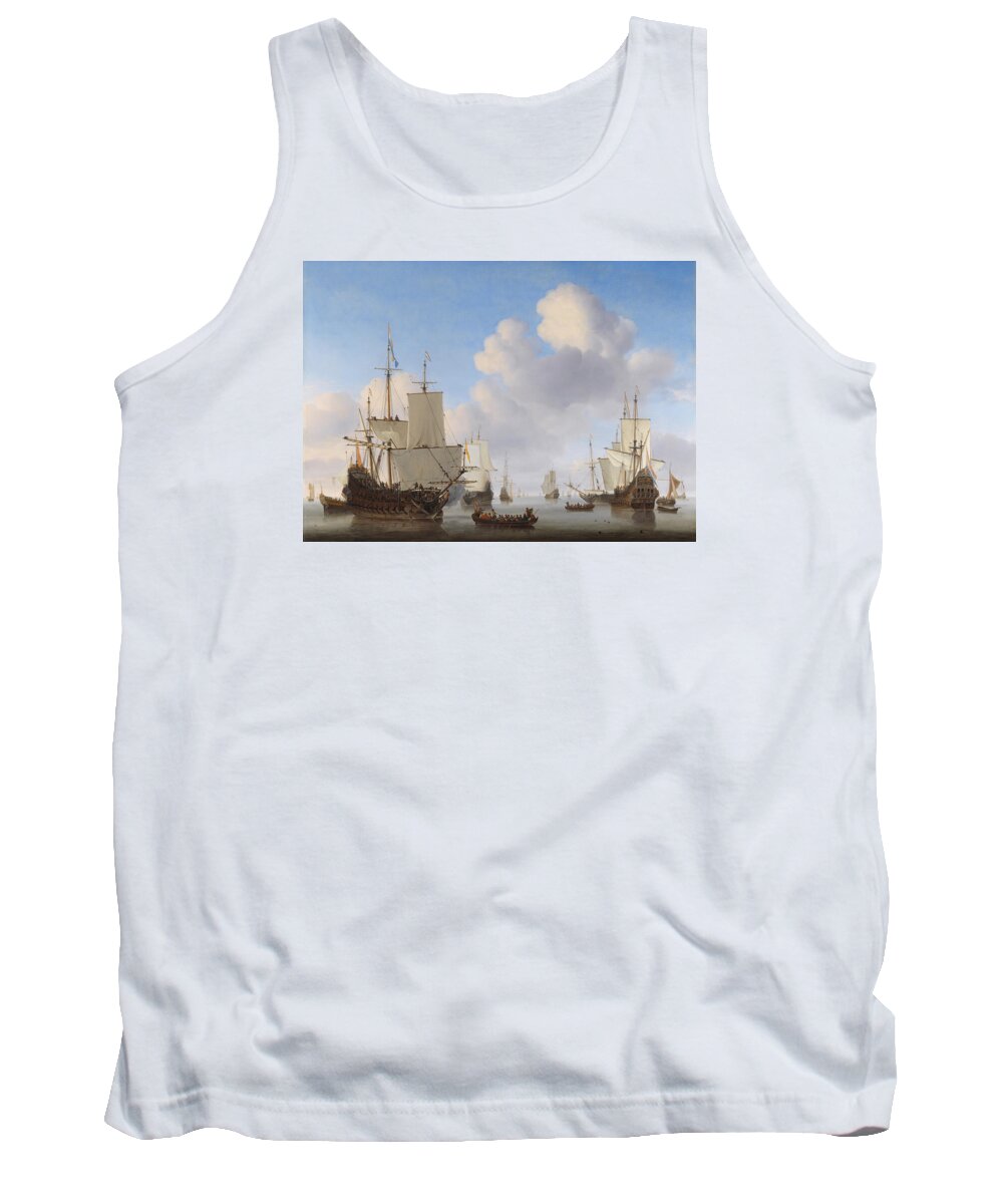 Ships Tank Top featuring the painting Dutch Ships In A Calm by War Is Hell Store
