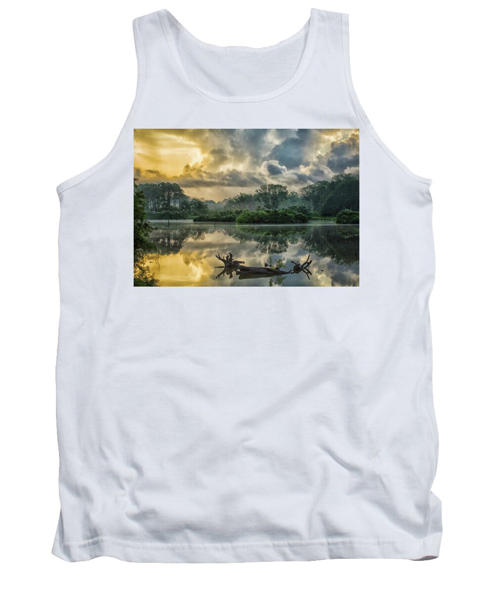 Harris Neck Tank Top featuring the photograph Early Morning at Woody Pond by Ray Silva