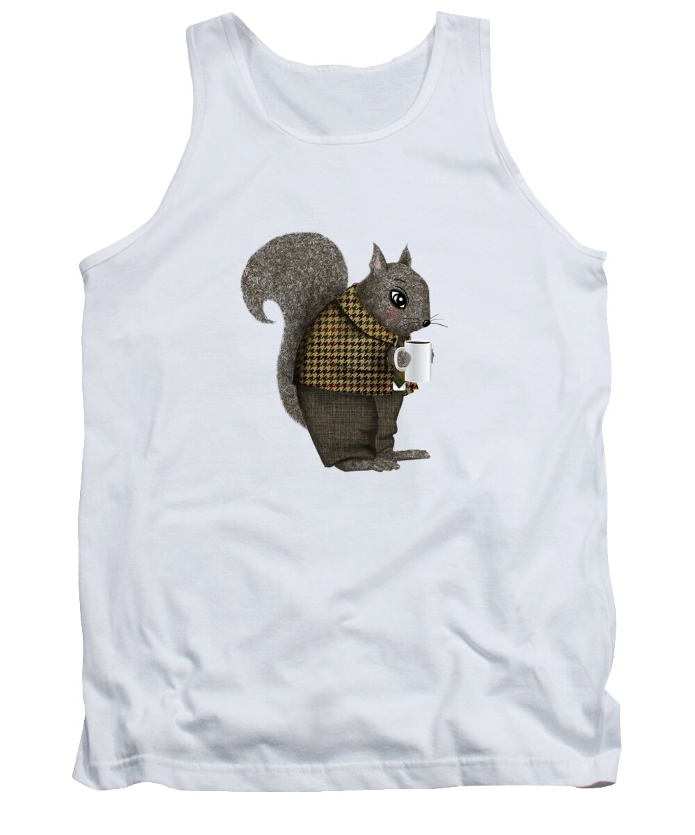Squirrel Tank Top featuring the painting Early Morning For Mister Squirrel by Little Bunny Sunshine