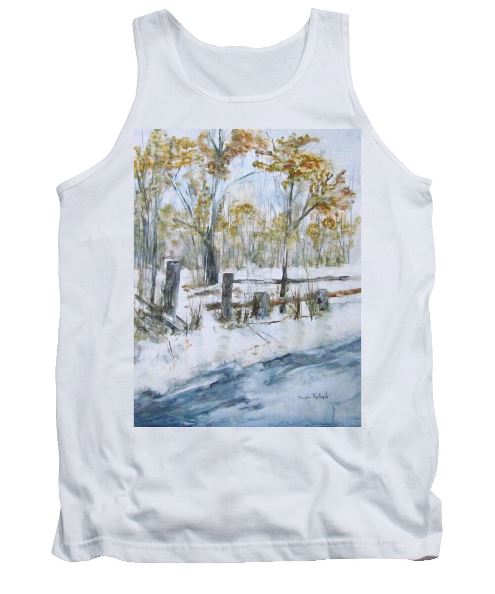 Early Spring Tank Top featuring the painting Early Spring Snow by Paula Pagliughi
