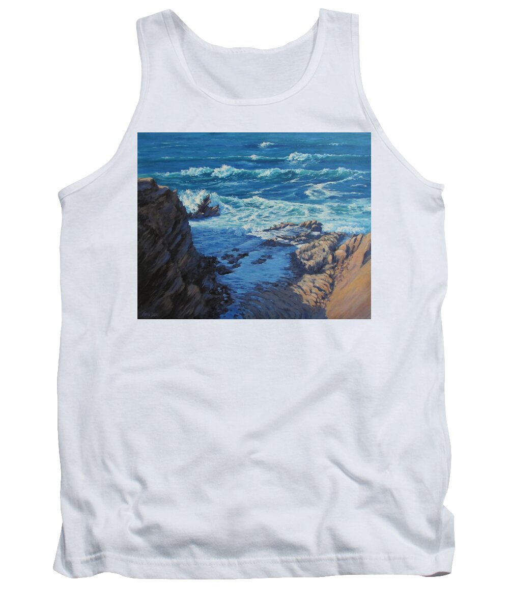 Sea Tank Top featuring the painting Ebb and Flow by Karen Ilari