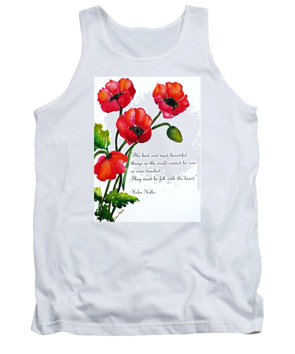 Poppy Painting Tank Top featuring the painting ENGLISH POPPY  poem by Karin Dawn Kelshall- Best