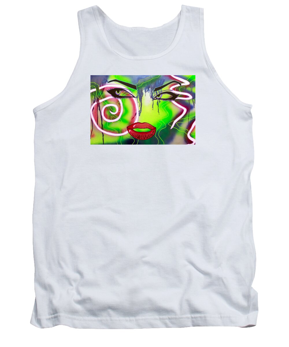 Abstract Tank Top featuring the painting Eyes That Could Kill by Bobby Zeik