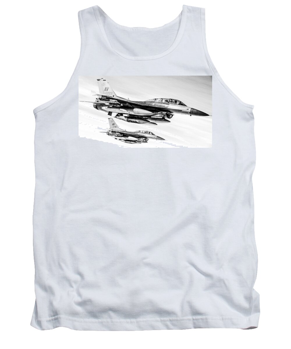  Tank Top featuring the photograph F-16 Fighting Falcons in High Contrast styling by Paul Fearn