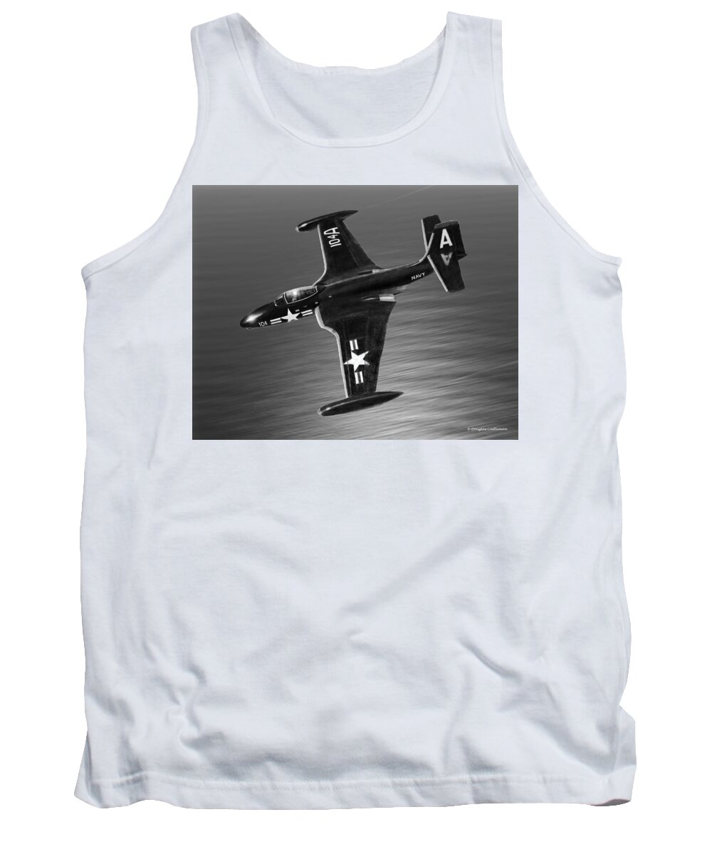 Navy Tank Top featuring the drawing F2H Banshee by Douglas Castleman