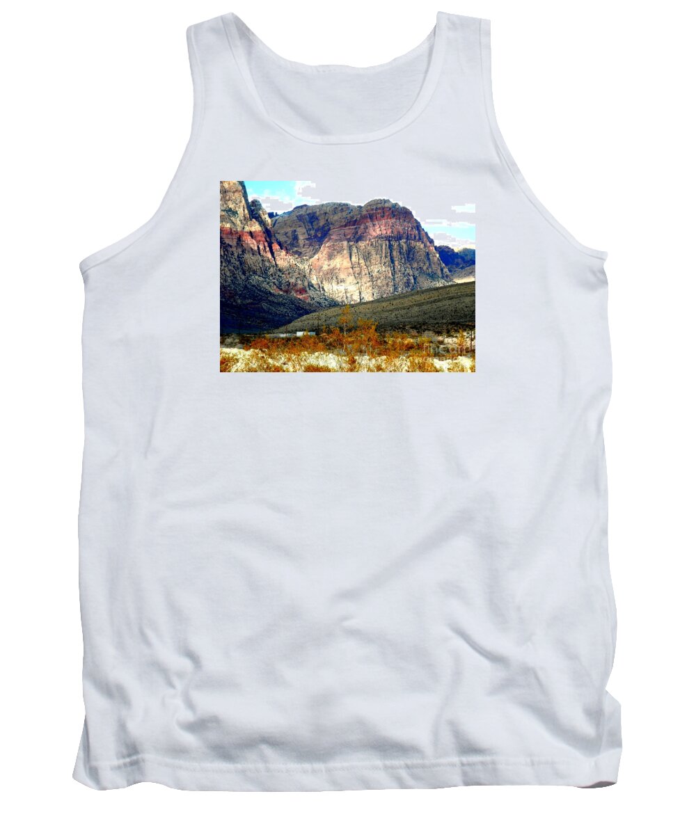 Rocks Tank Top featuring the photograph Fall color in the winter season by Barbara Leigh Art