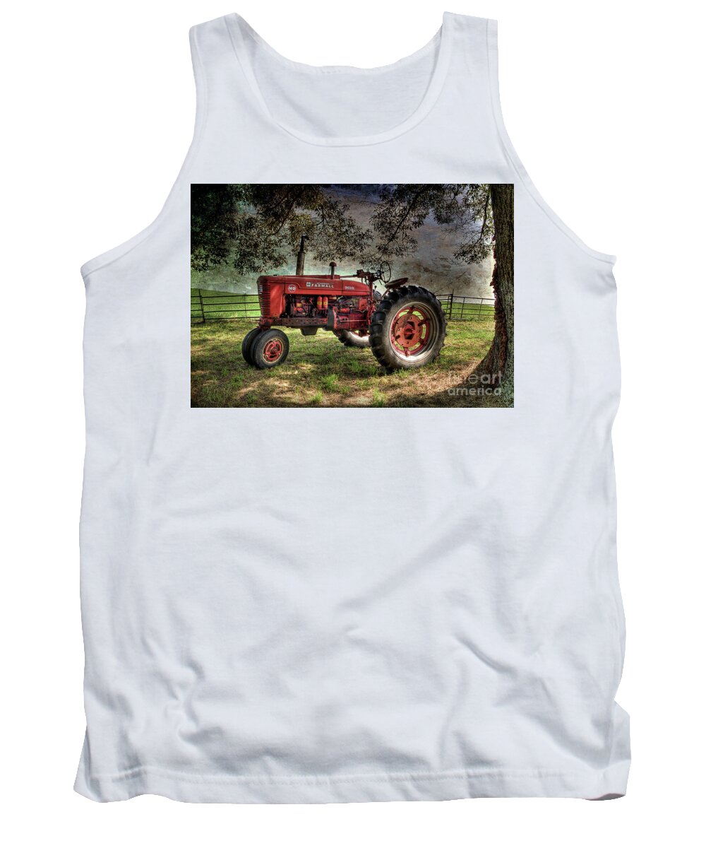 Farmall Tractor Tank Top featuring the photograph Farmall In The Field by Michael Eingle