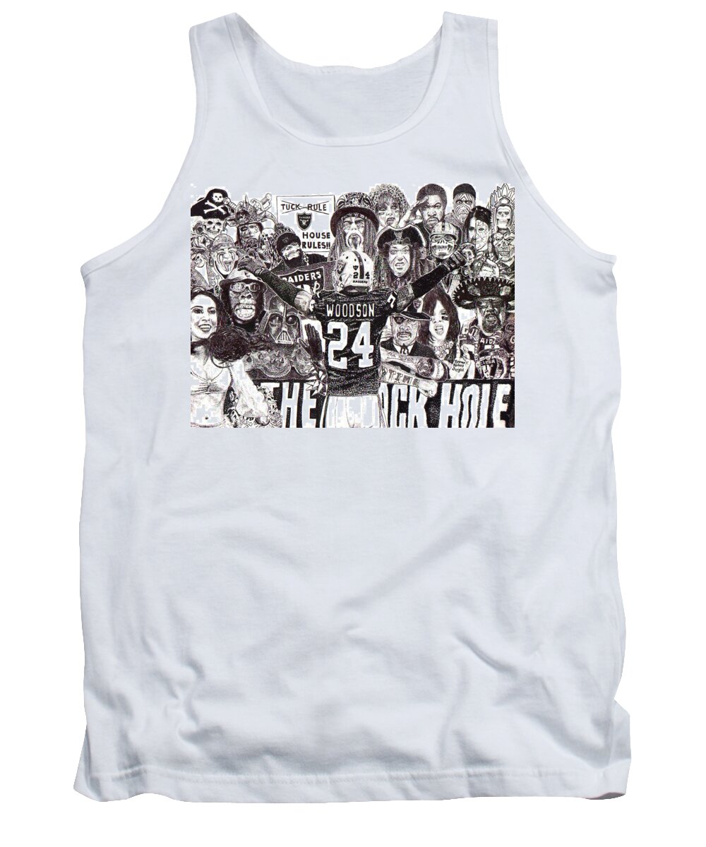 Oakland Raiders Tank Top featuring the drawing First Ballot by Lee McCormick