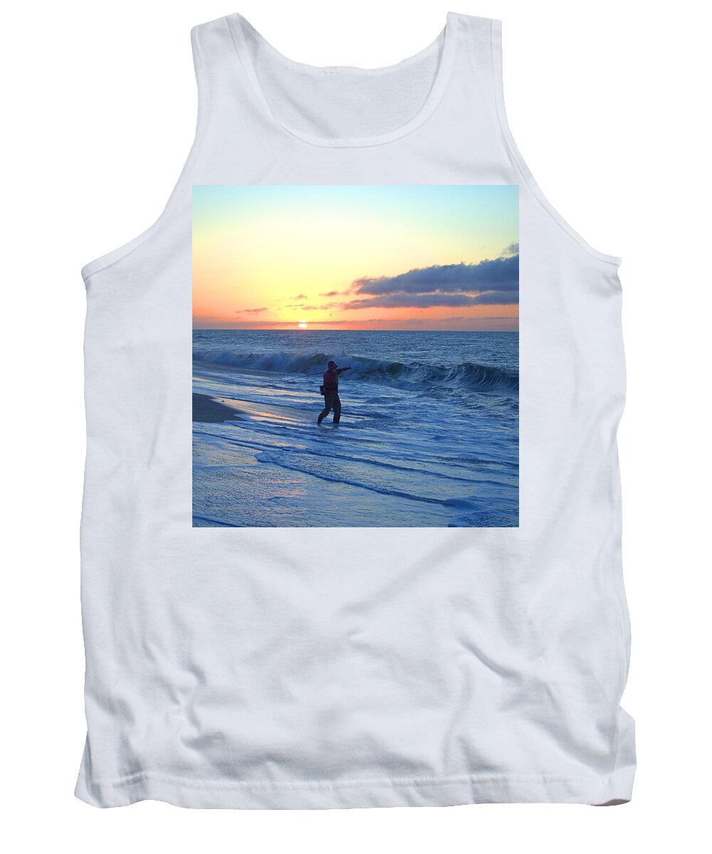 Surfcasting Tank Top featuring the photograph Fisherman by Newwwman