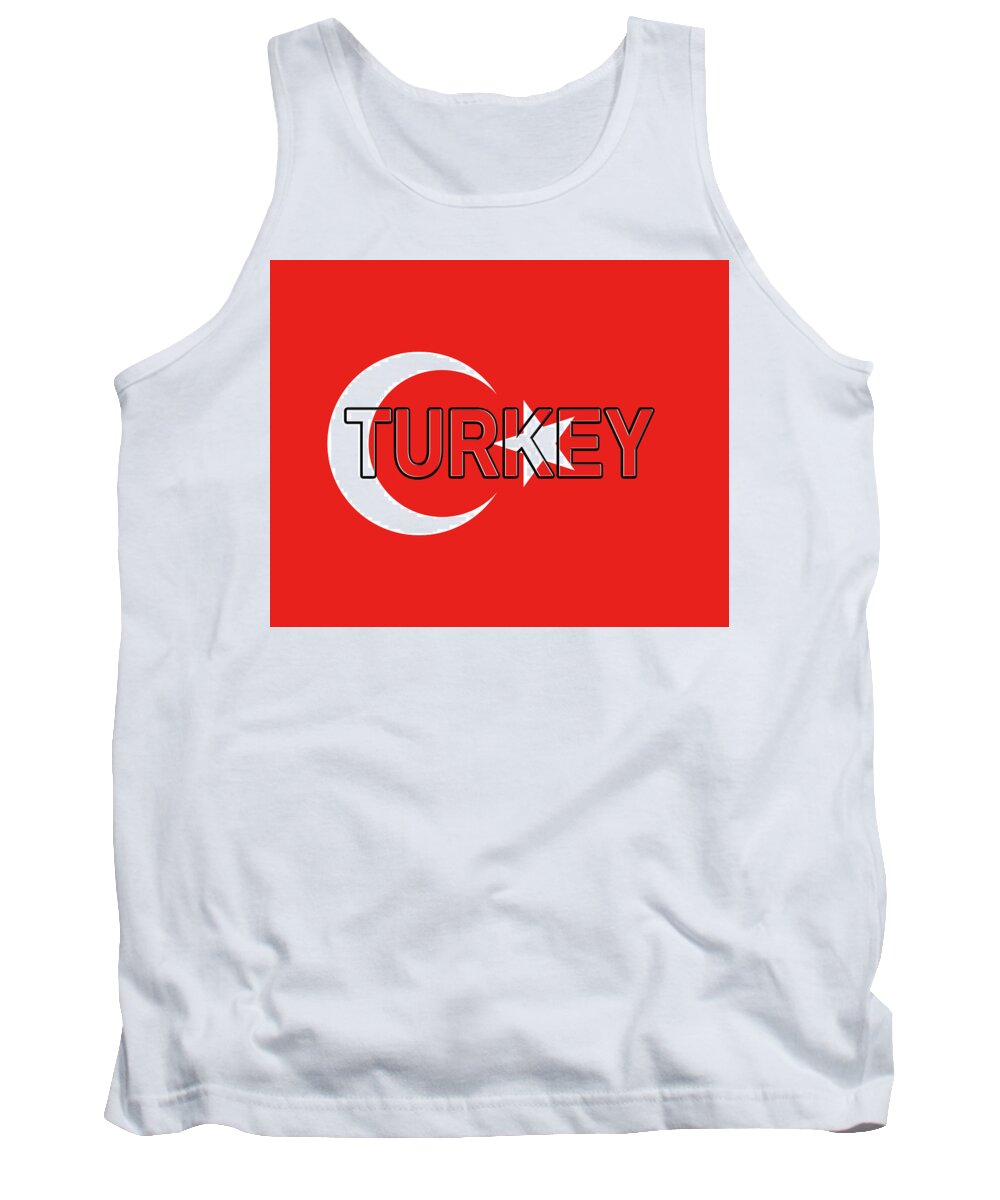 Turkey Tank Top featuring the digital art Flag of Turkey Word by Roy Pedersen