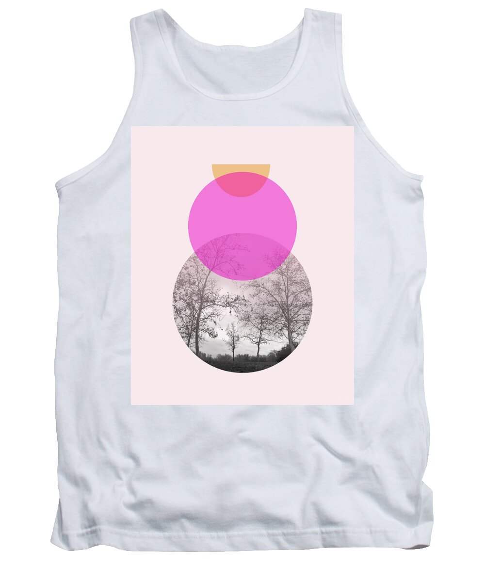 Modern Tank Top featuring the mixed media Flare in Pink and Yellow- Art by Linda Woods by Linda Woods