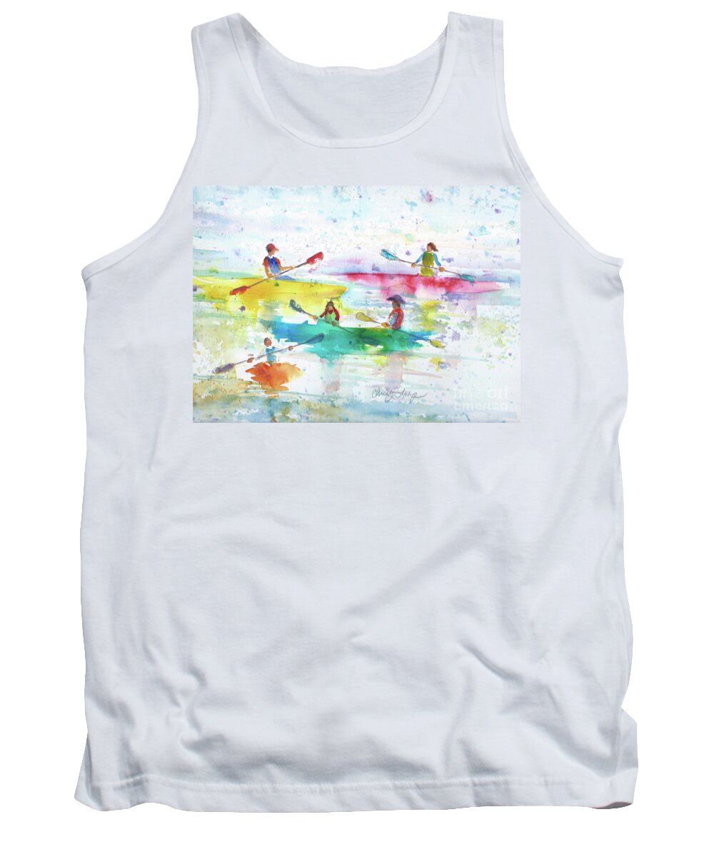 Kayak Tank Top featuring the painting Flash Paddle by Christy Lemp