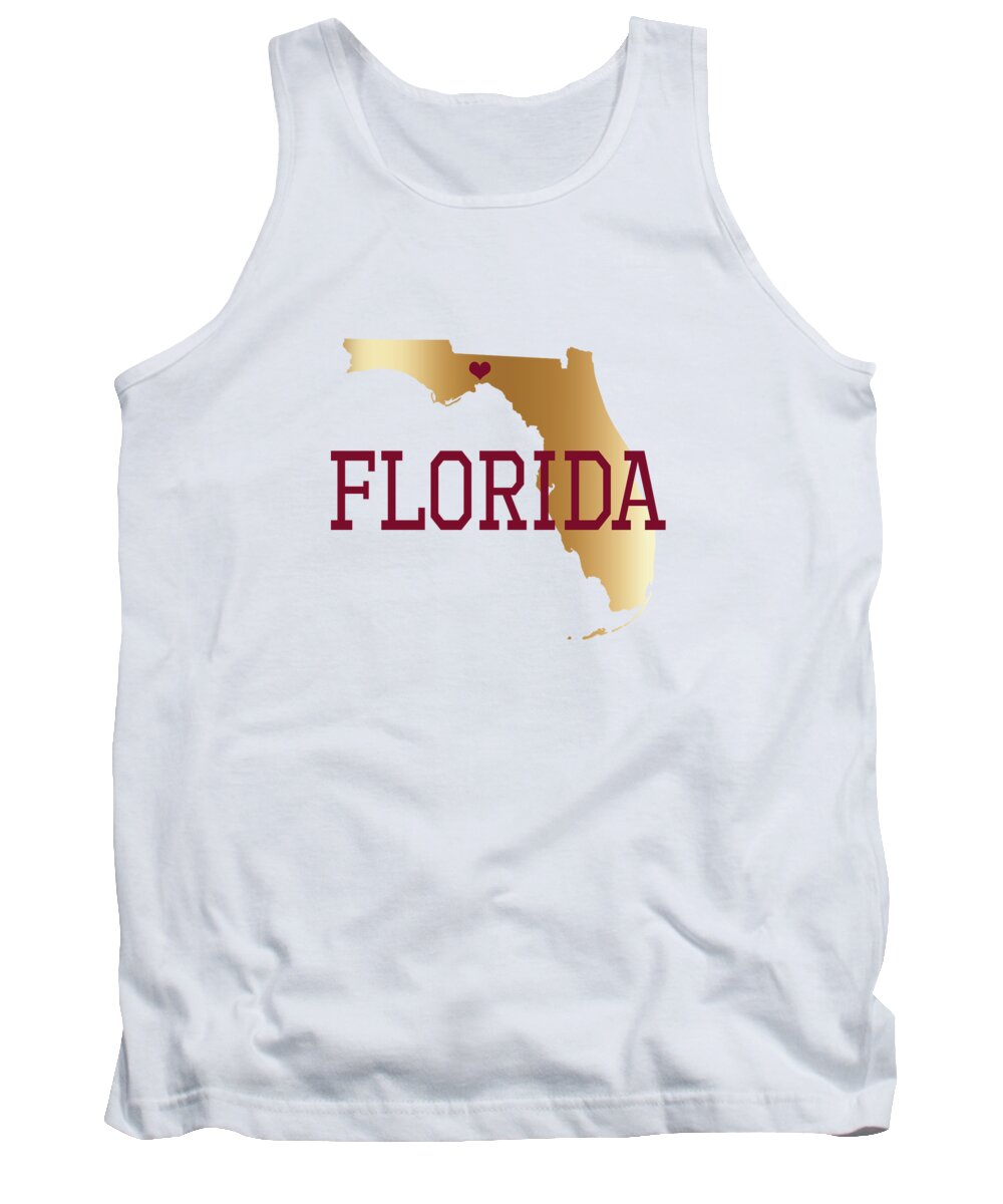 Florida Tank Top featuring the digital art Florida Gold and Garnet with State Capital Typography by Leah McPhail