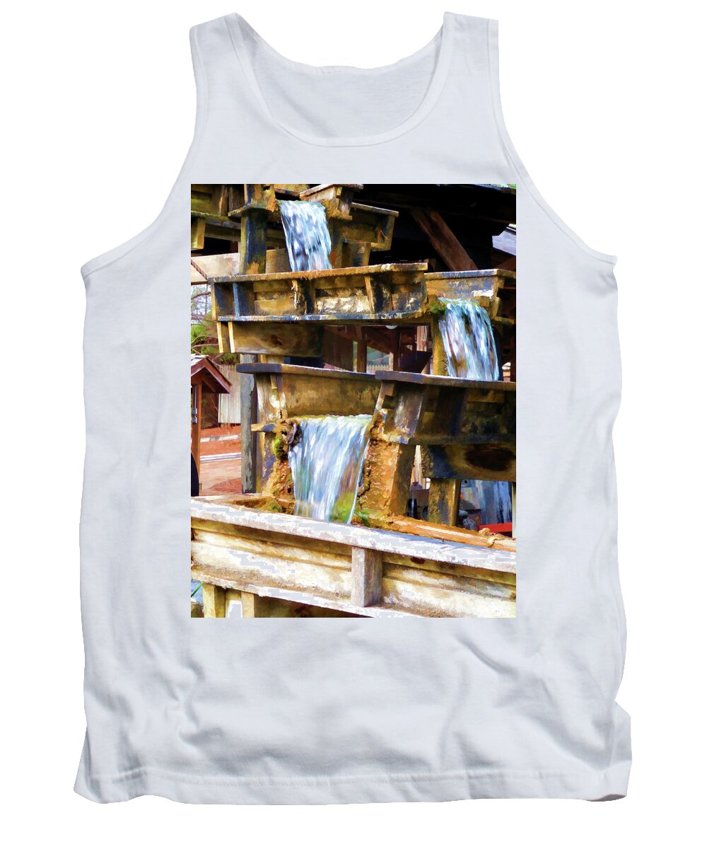 Wheel Tank Top featuring the painting Flow of water 1 by Jeelan Clark