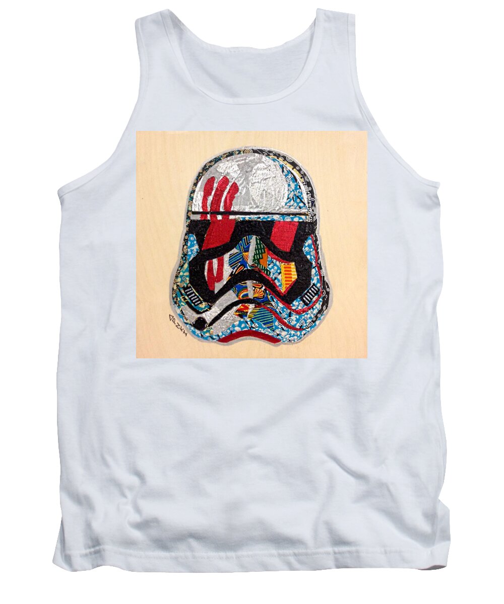 Sci-fi Tank Top featuring the tapestry - textile Storm Trooper FN-2187 Helmet Star Wars Awakens Afrofuturist Collection by Apanaki Temitayo M