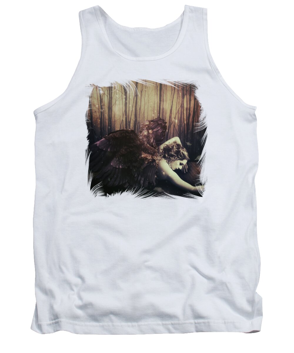 Forest Angel Wings Surreal Fantasy Dream Tank Top featuring the digital art Forest Angel by Katherine Smit