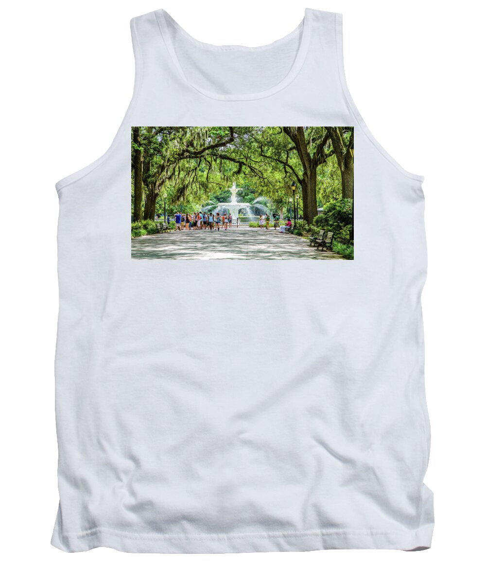 Forsyth Park Tank Top featuring the photograph Fountain in Forsythe Park by Darryl Brooks