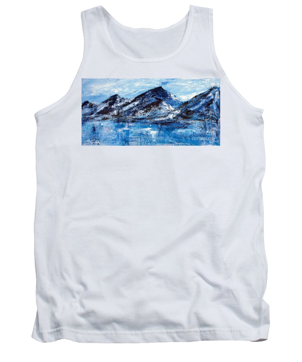 Mixed Media Painting On Canvas Tank Top featuring the painting Four Giants by Lidija Ivanek - SiLa