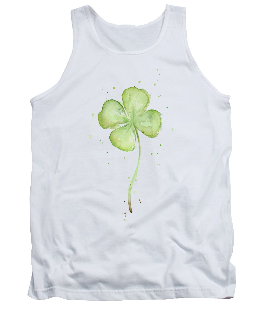 St Patricks Tank Top featuring the painting Four Leaf Clover Lucky Charm by Olga Shvartsur