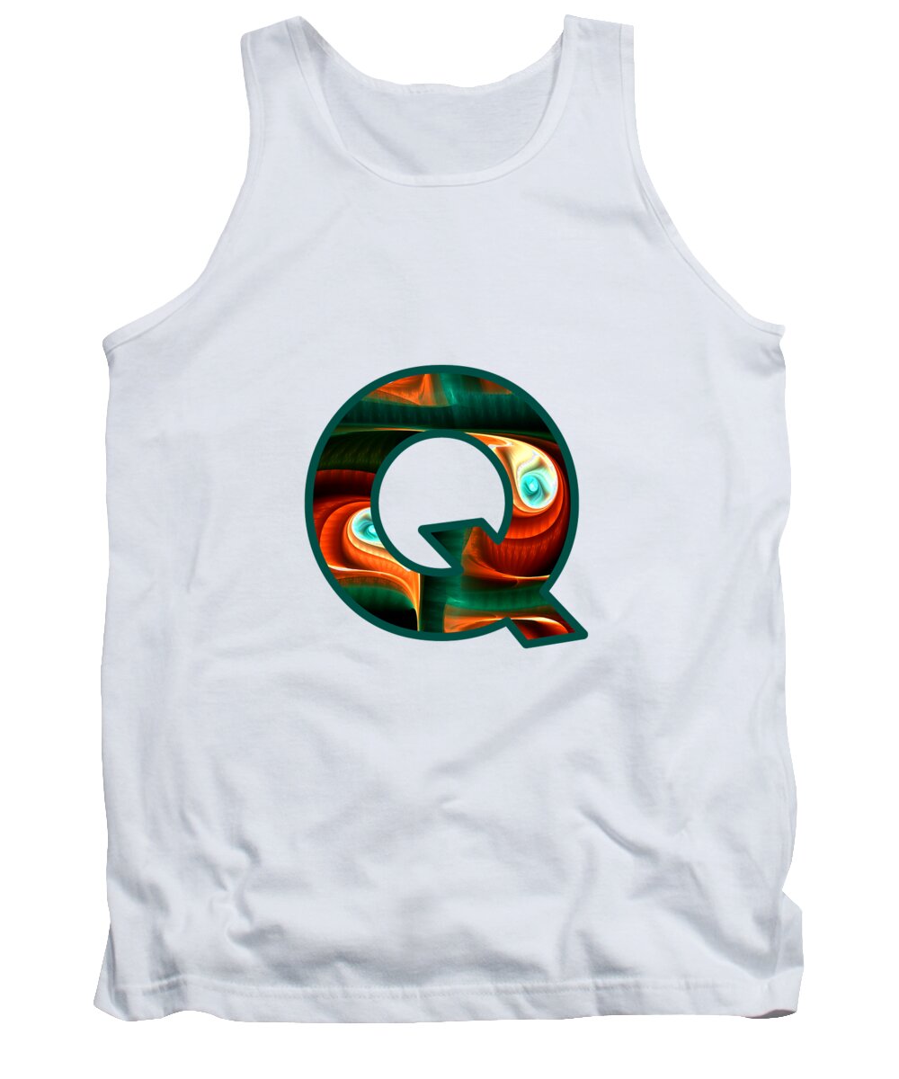 Q Tank Top featuring the digital art Fractal - Alphabet - Q is for Quizzical by Anastasiya Malakhova