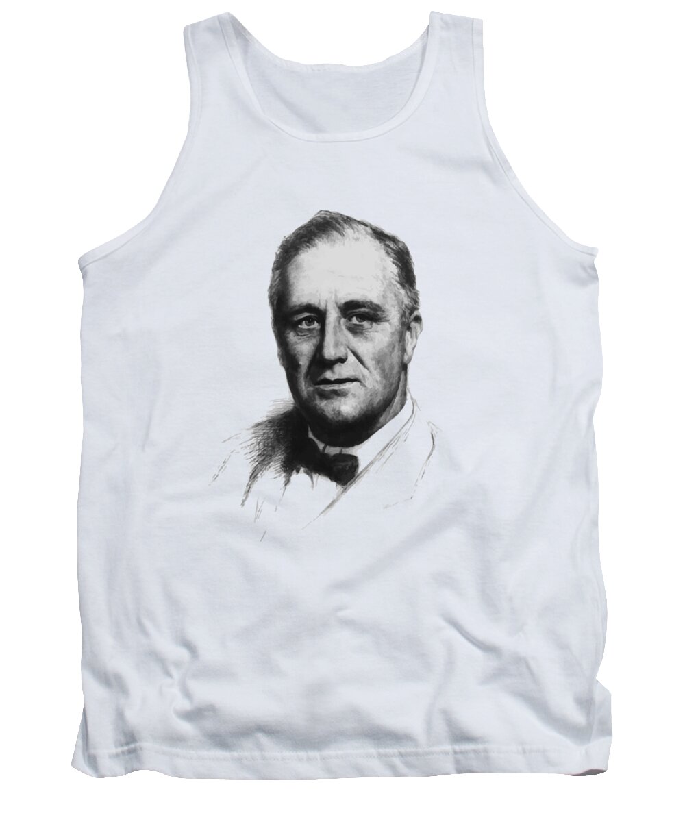 Franklin Roosevelt Tank Top featuring the painting Franklin Roosevelt by War Is Hell Store