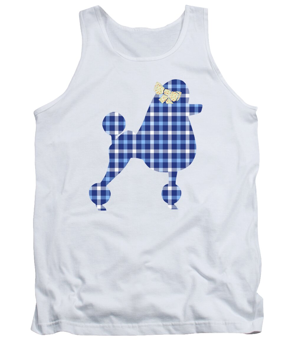 French Poodle Tank Top featuring the mixed media French Poodle Plaid by Christina Rollo