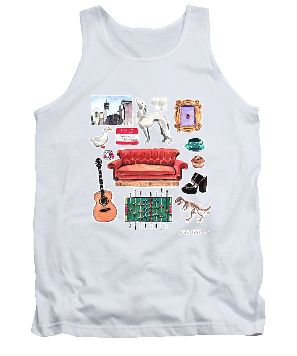 Friends Tv Show Tank Top featuring the painting Friends TV Show Collage by Laura Row