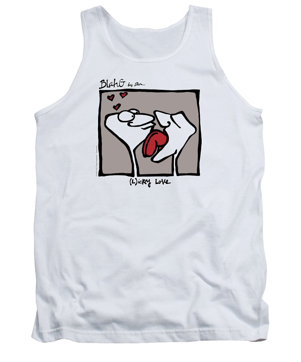 Face Up Tank Top featuring the drawing Licky Love by Dar Freeland