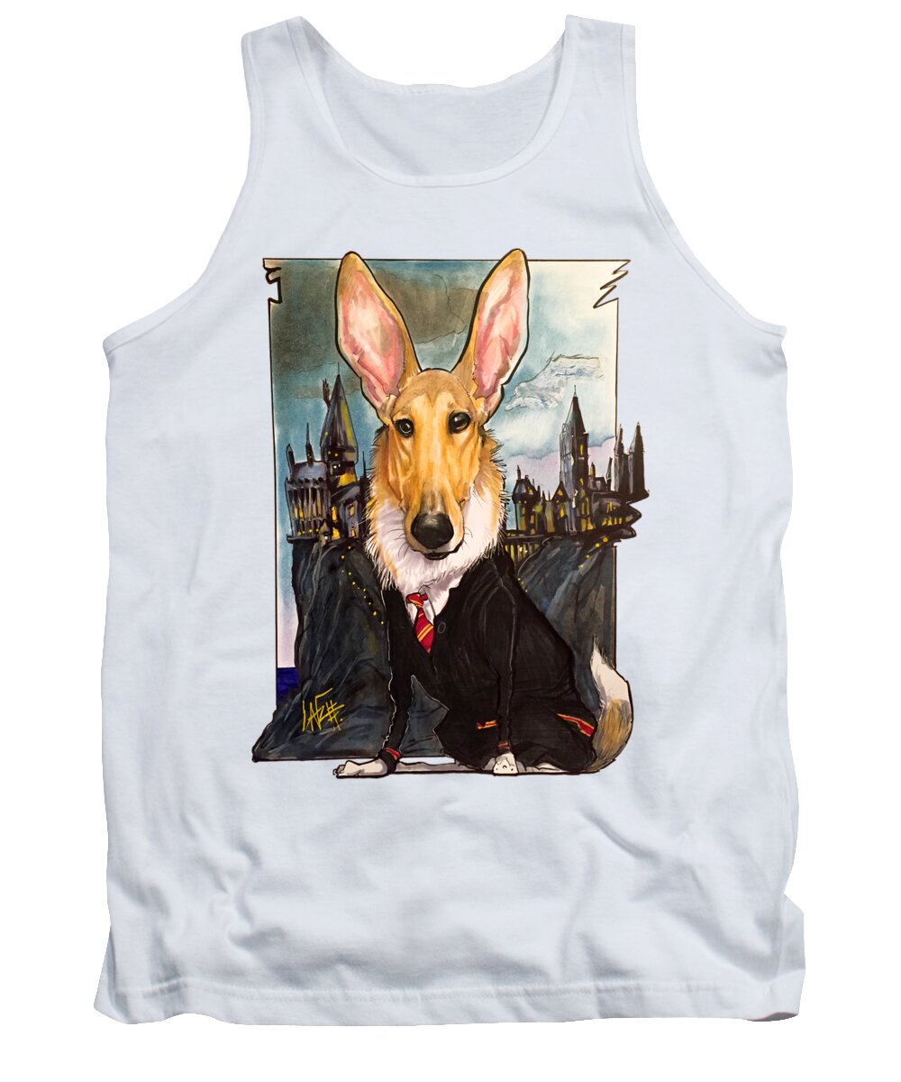 Collie Tank Top featuring the drawing Fulgencio 2143 by Canine Caricatures By John LaFree