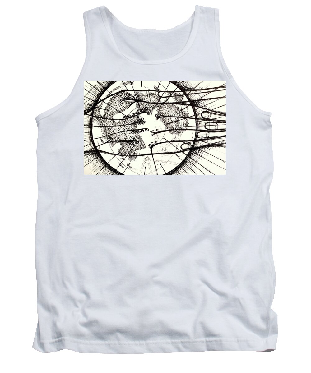 Full Moon Tank Top featuring the drawing Full moon eclipse by Ingrid Van Amsterdam