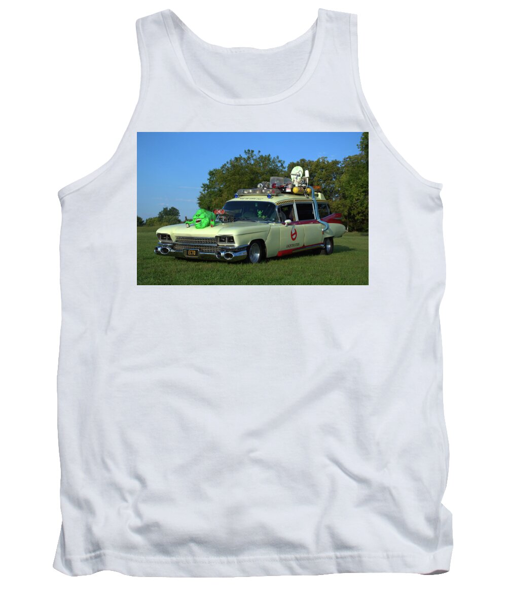 Ghostbusters Tank Top featuring the photograph 1959 Cadillac Ghostbusters Ambulance Replica by Tim McCullough