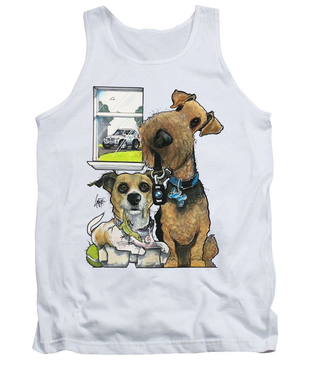 Airedale Terrier Tank Top featuring the drawing Gilfor 3858 by Canine Caricatures By John LaFree