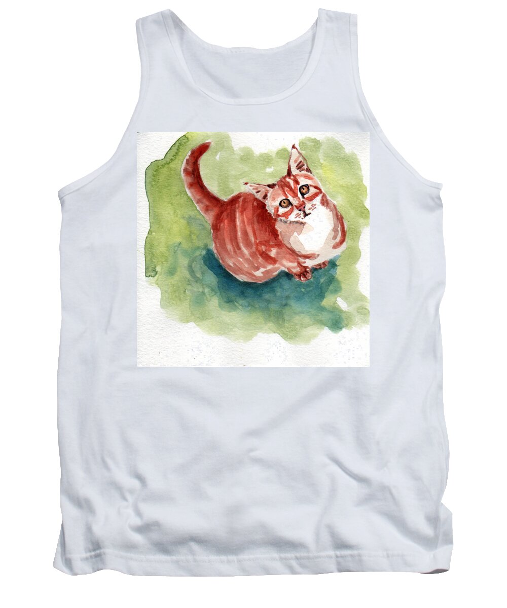 Tank Top featuring the painting Ginger tabby 8 by Mimi Boothby