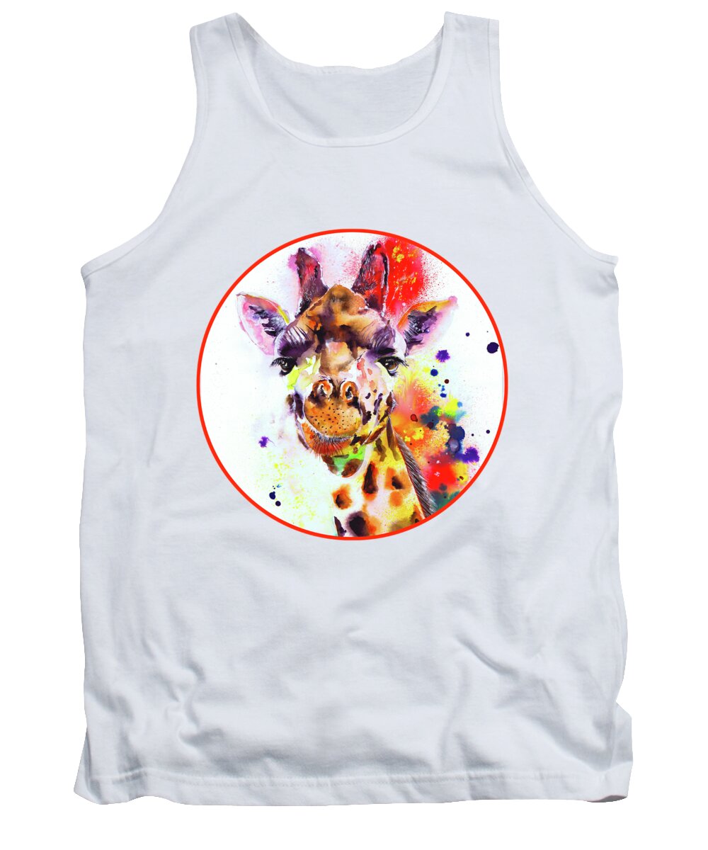 Giraffe Tank Top featuring the painting Giraffe by Isabel Salvador